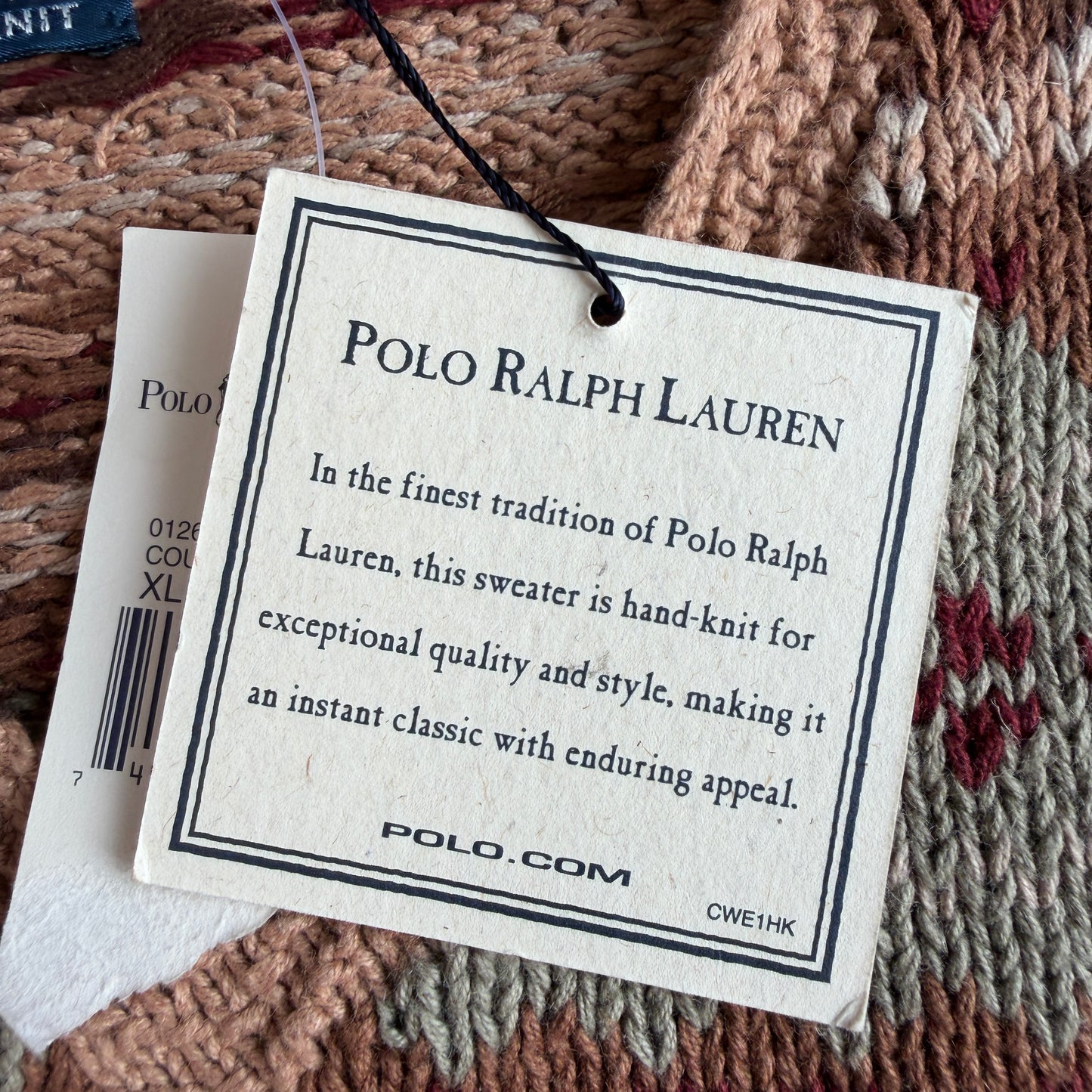 NWT Polo Ralph Lauren (XL) Linen/Cotton Fair Isle Folk Knit Sweater
