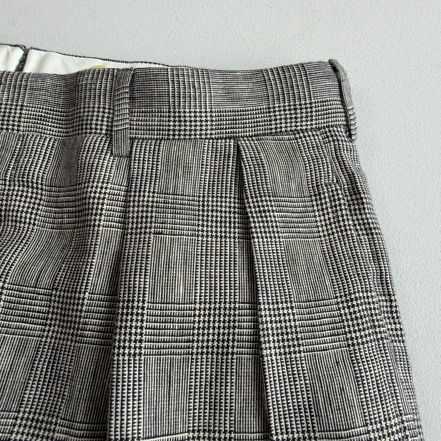 Polo Ralph Lauren (32x32) Gray Flax/Linen Glen Plaid Pleated Pants Trousers