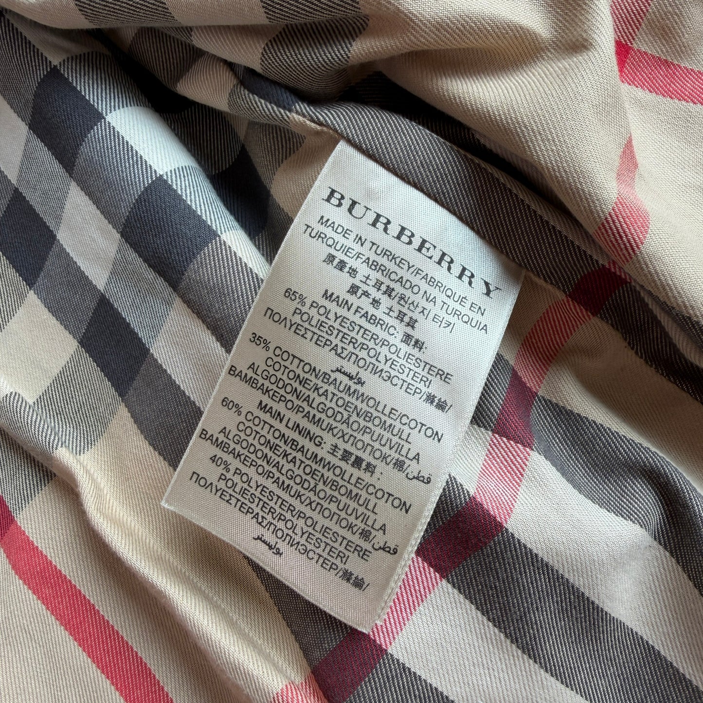 Burberry (54R) Black Poly/Cotton Double Breast Trench Coat