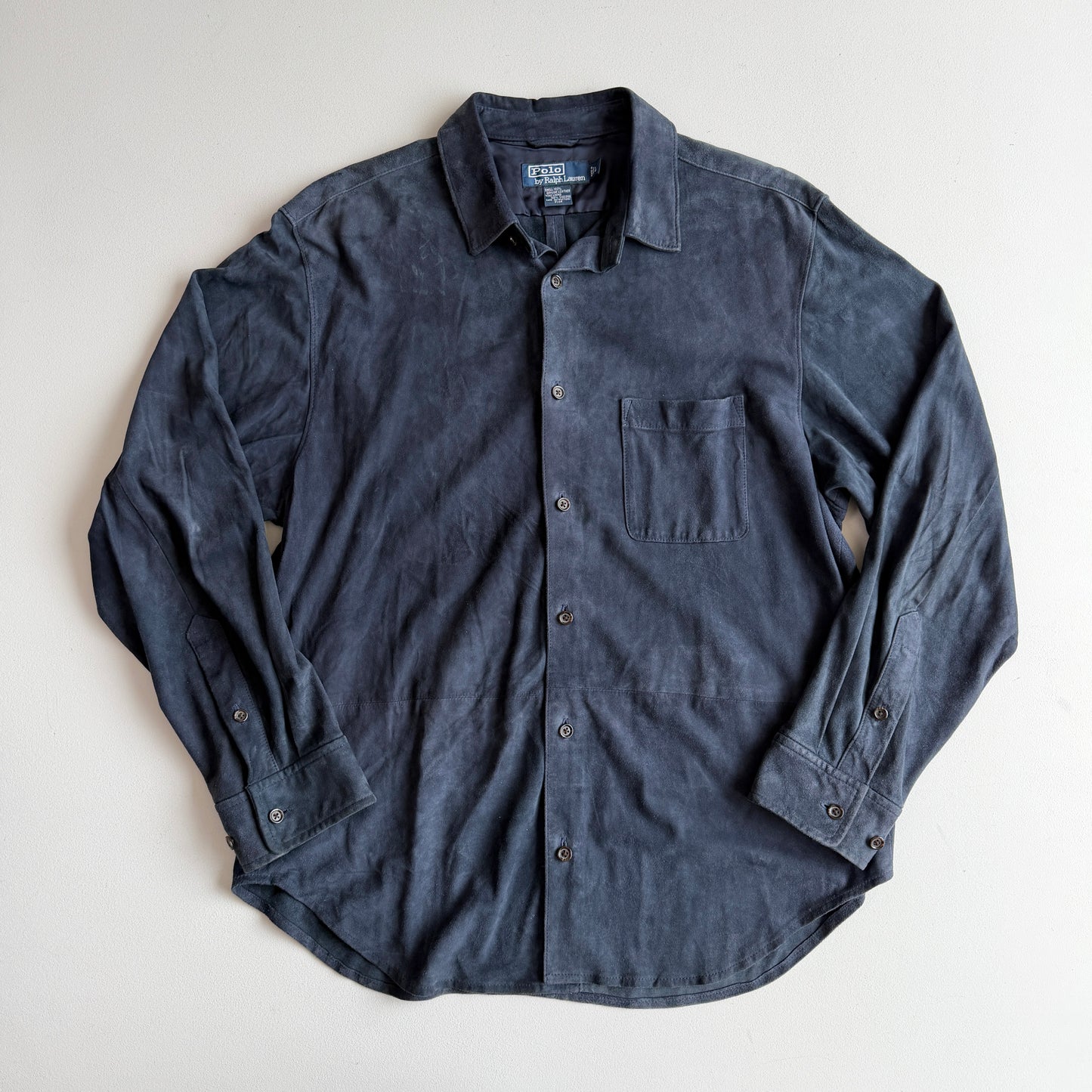 Polo Ralph Lauren (L) Slate Blue Suede Leather Button Shirt