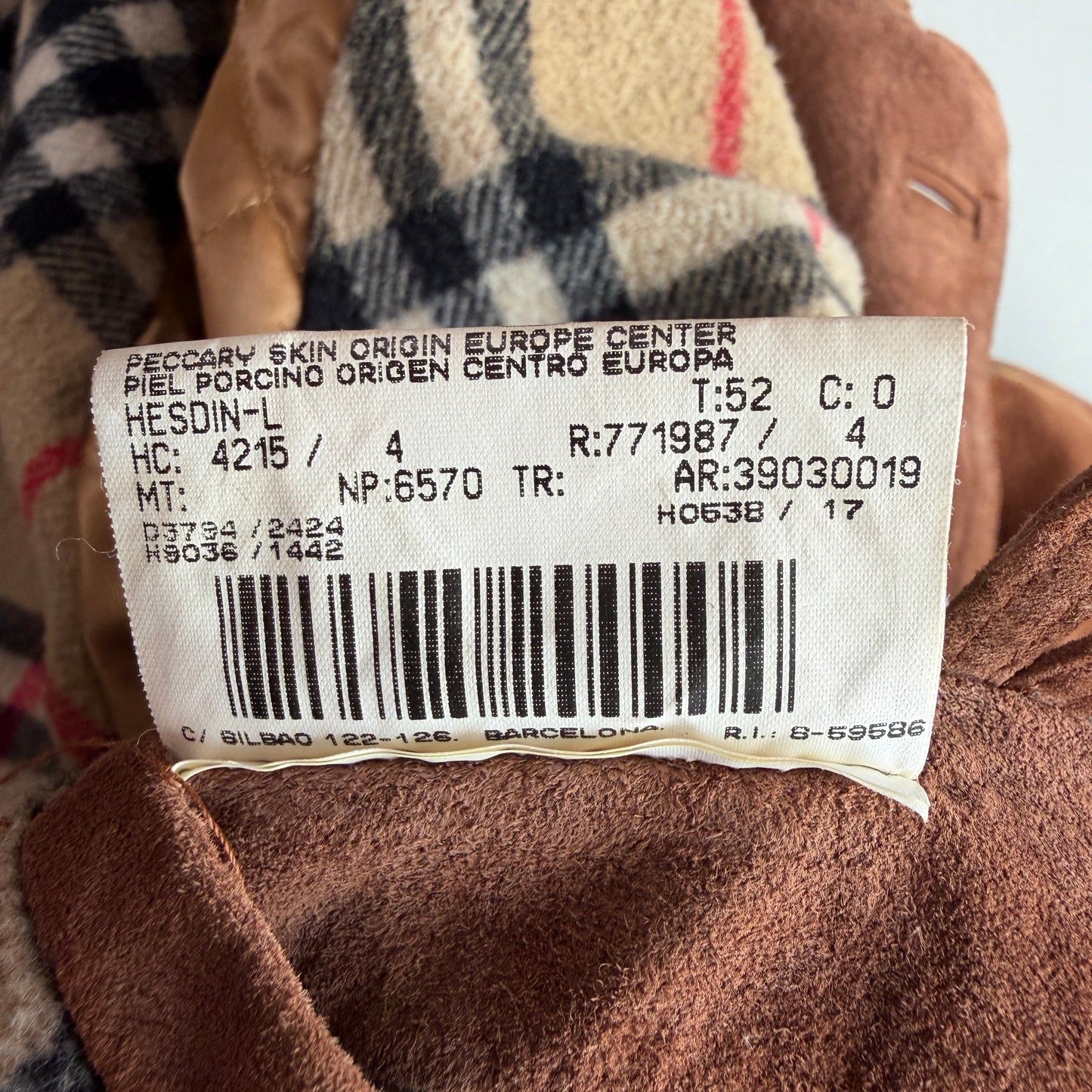 Burberry (52 /54) Suede Nova Check Raglan Balmacaan Leather Coat