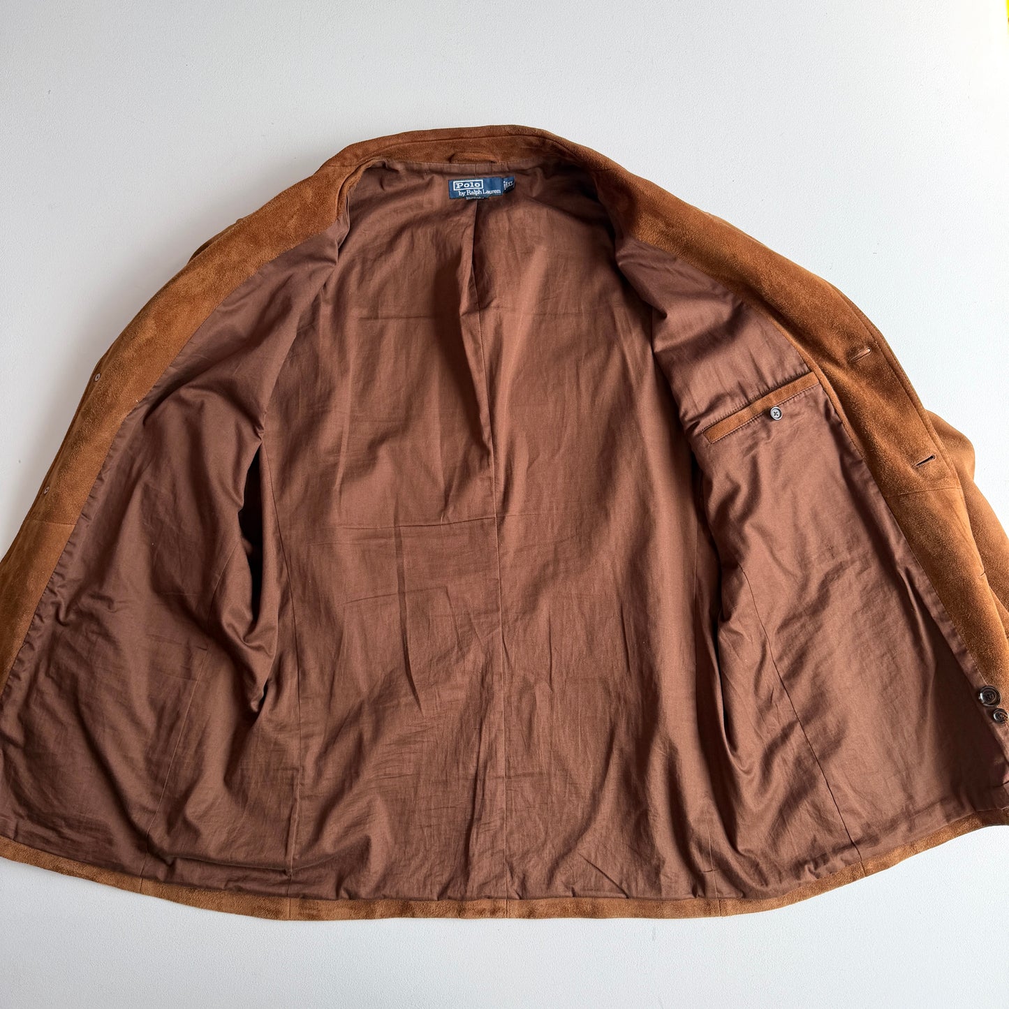 Polo Ralph Lauren (XL) Half-Norfolk Suede Leather Tawny Brown Sport Coat