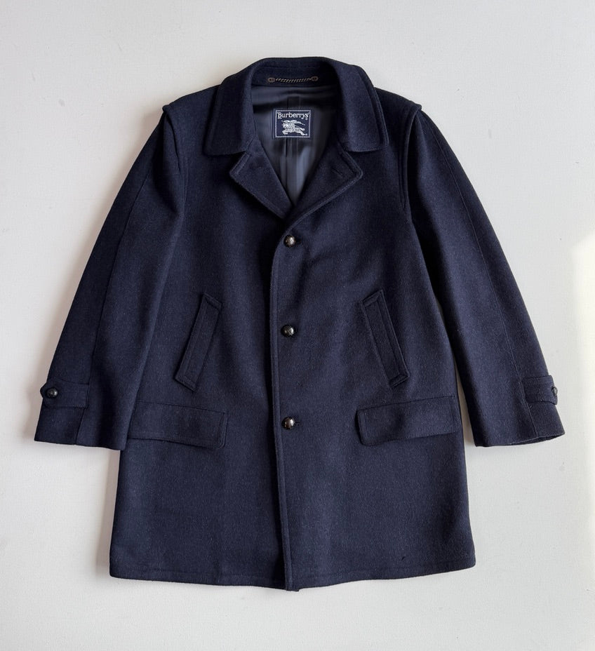 VNTG Burberry (40/ 50IT) Loden-Style MADE IN AUSTRIA Wool Navy Blue Overcoat