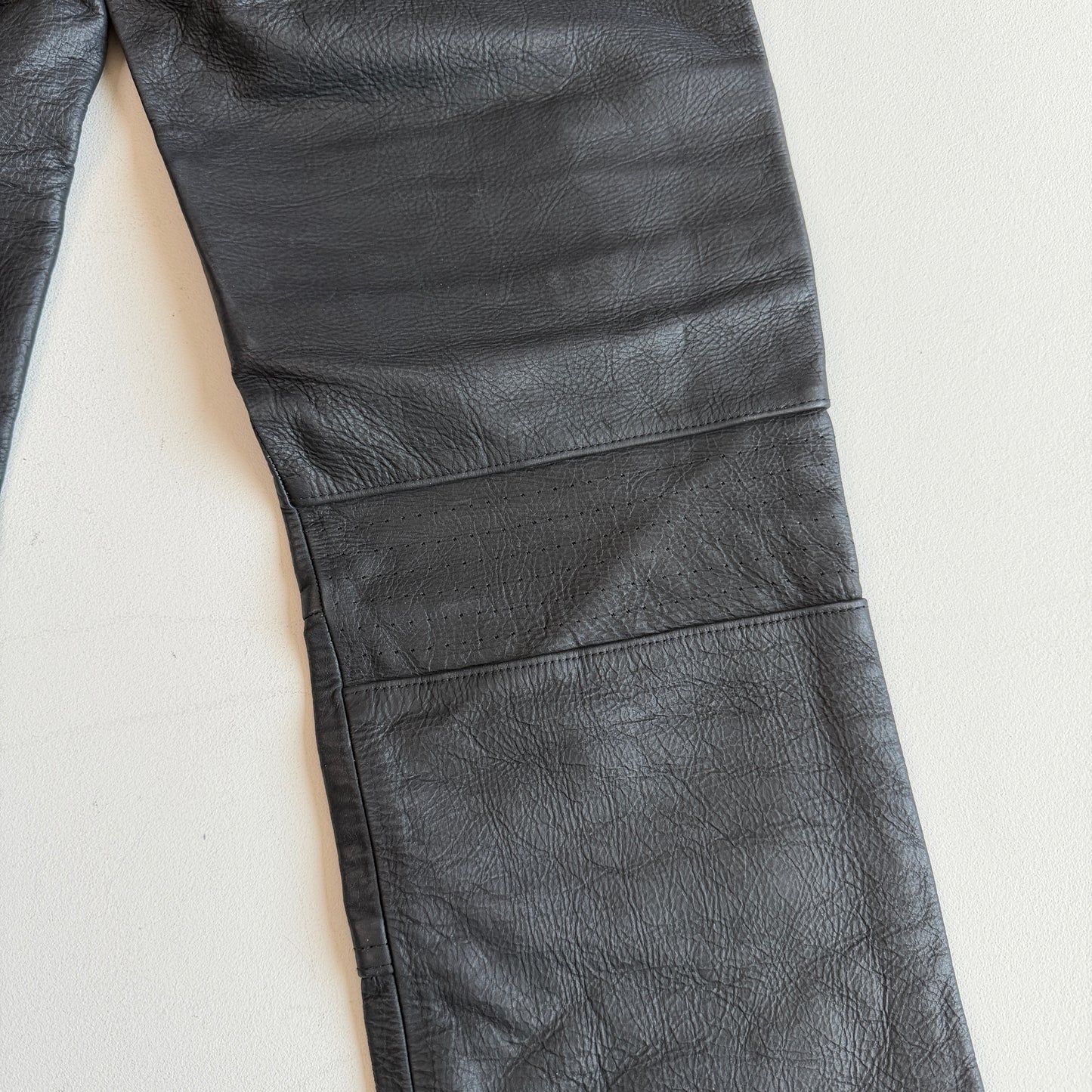 Polo Ralph Lauren (30/31 x 32/33) Leather Motorcycle Ribbed Thigh Black Pants