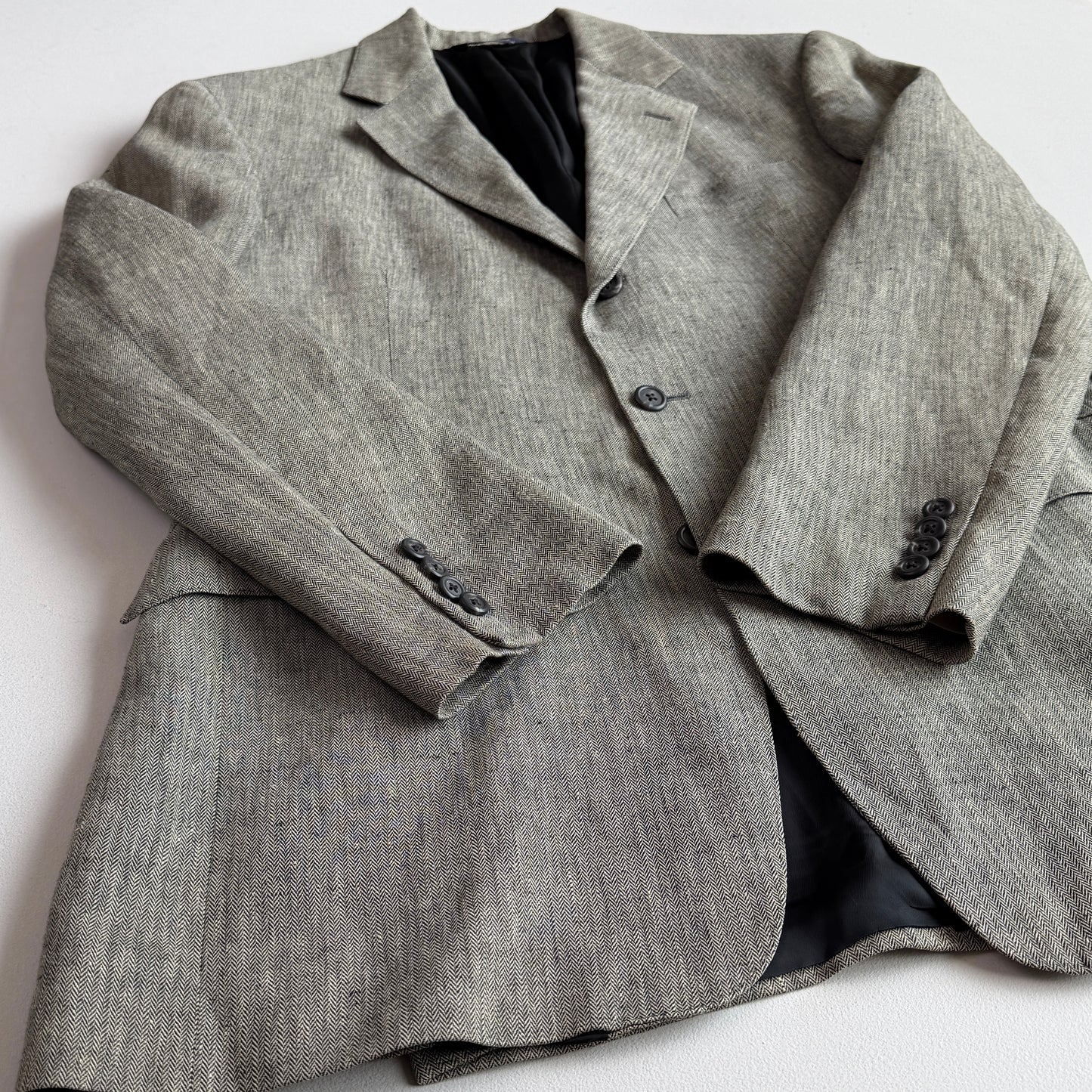 VNTG Ralph Lauren Pre-Purple Label (44L) 100% Linen Spalla Camicia Sport Coat