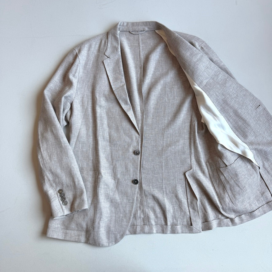 Ermenegildo Zegna (56R) Taupe Linen/Wool/Silk Unstructured Crossover "Shirt Jacket"