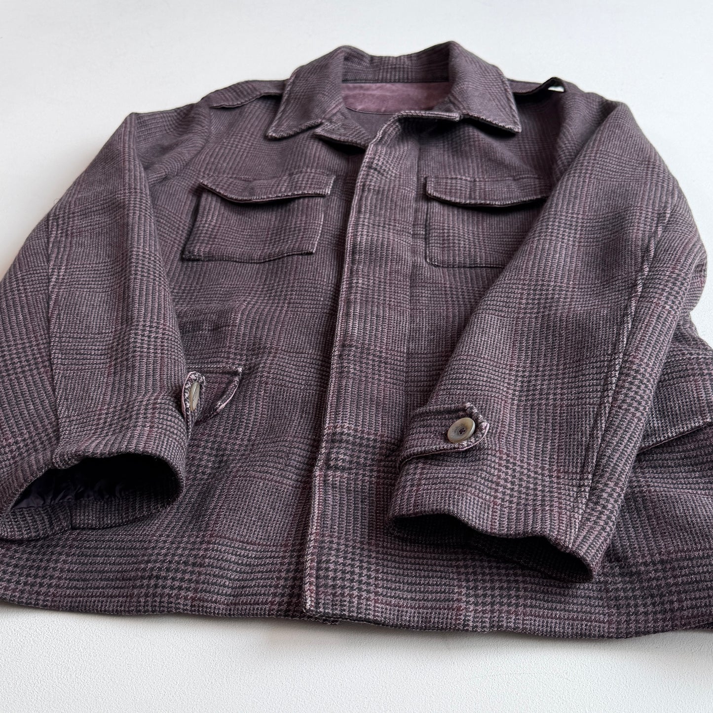 Boglioli (54IT / XL) 100% Cashmere Glen Plaid Maroon Field Jacket