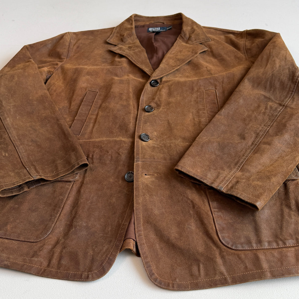 Polo Ralph Lauren (2XL) Leather Suede Half-Norfolk Tawny Field Jacket Coat