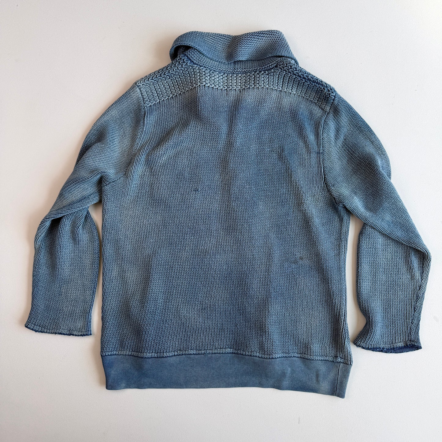 RRL Ralph Lauren (XL) Sun-Faded Indigo Cotton Knit Cardigan Sweater