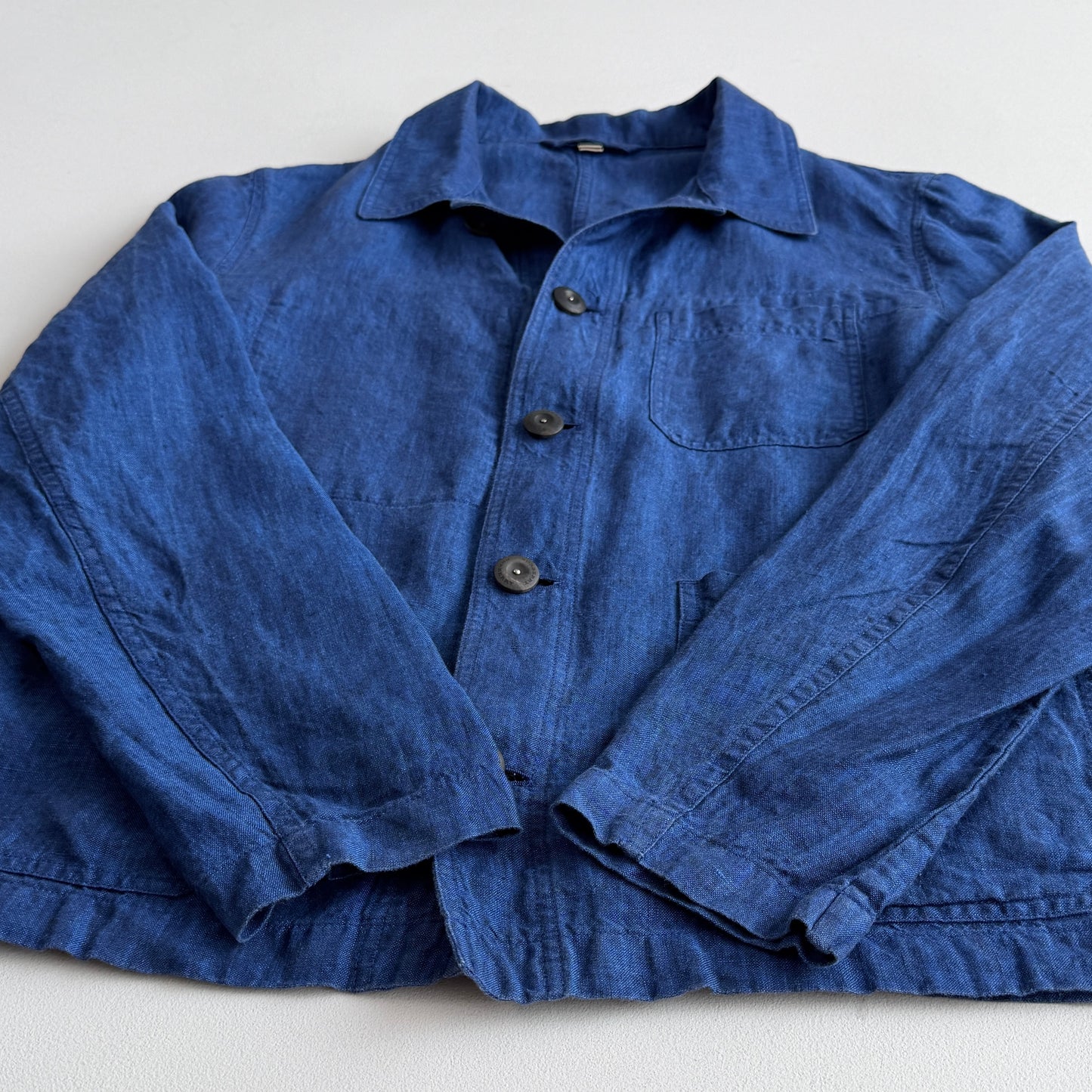 Burberry (48R / S) Indigo Blue 100% Linen Button Chore Overshirt Coat