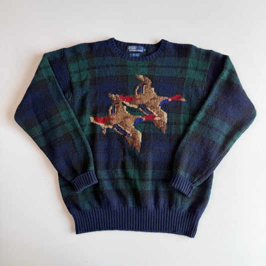 VNTG Polo Ralph Lauren (XL) Duck Black Watch Wool Sweater
