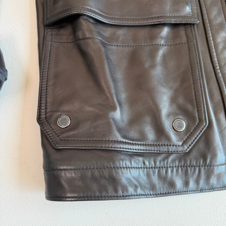 Ralph Lauren RLX (XL) Glove-Soft Leather Fireman Clasp Black Jacket