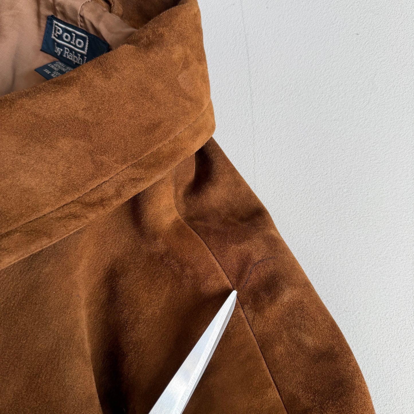 Polo Ralph Lauren (XL) Double Breasted Suede Leather Tawny Brown Coat