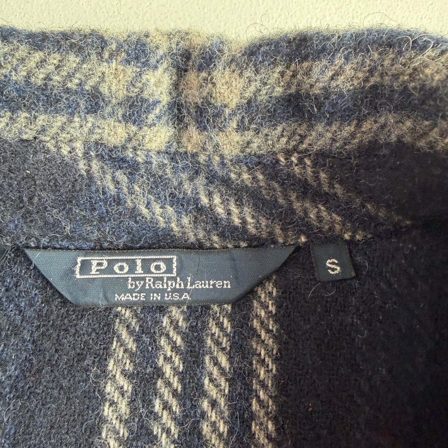 VNTG Polo Ralph Lauren (S) Wool Mackinaw Blue Plaid Coat
