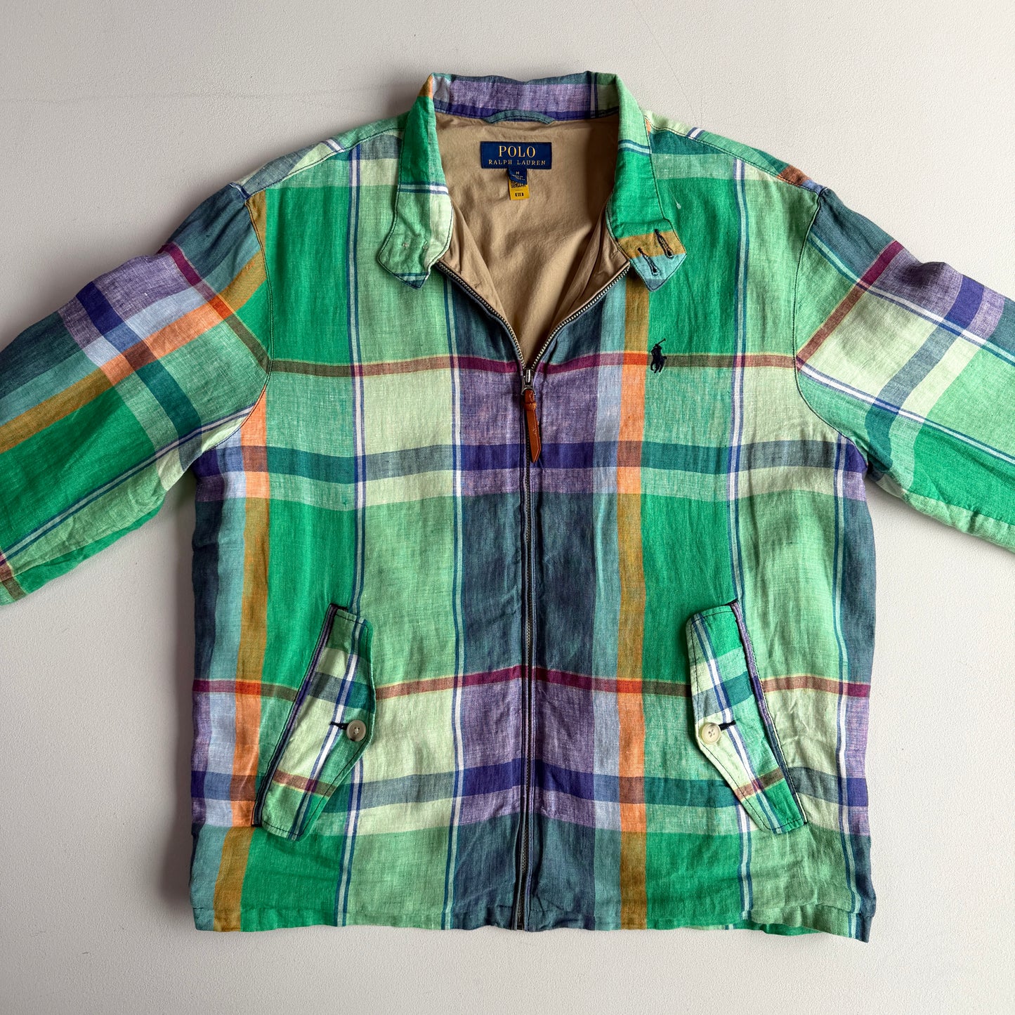 Polo Ralph Lauren (M) 100% Linen Madras Lined Jacket