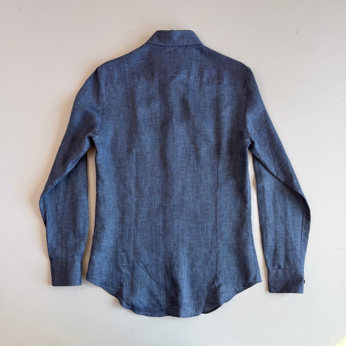 NWOT Giorgio Armani (15.5 / Fits M) 100% Linen Slate Blue Herringbone Shirt