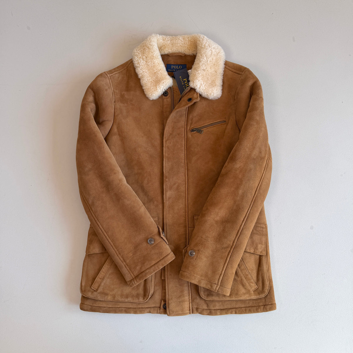 NWT Polo Ralph Lauren (S) Shearling Lamb Suede Leather Car Coat