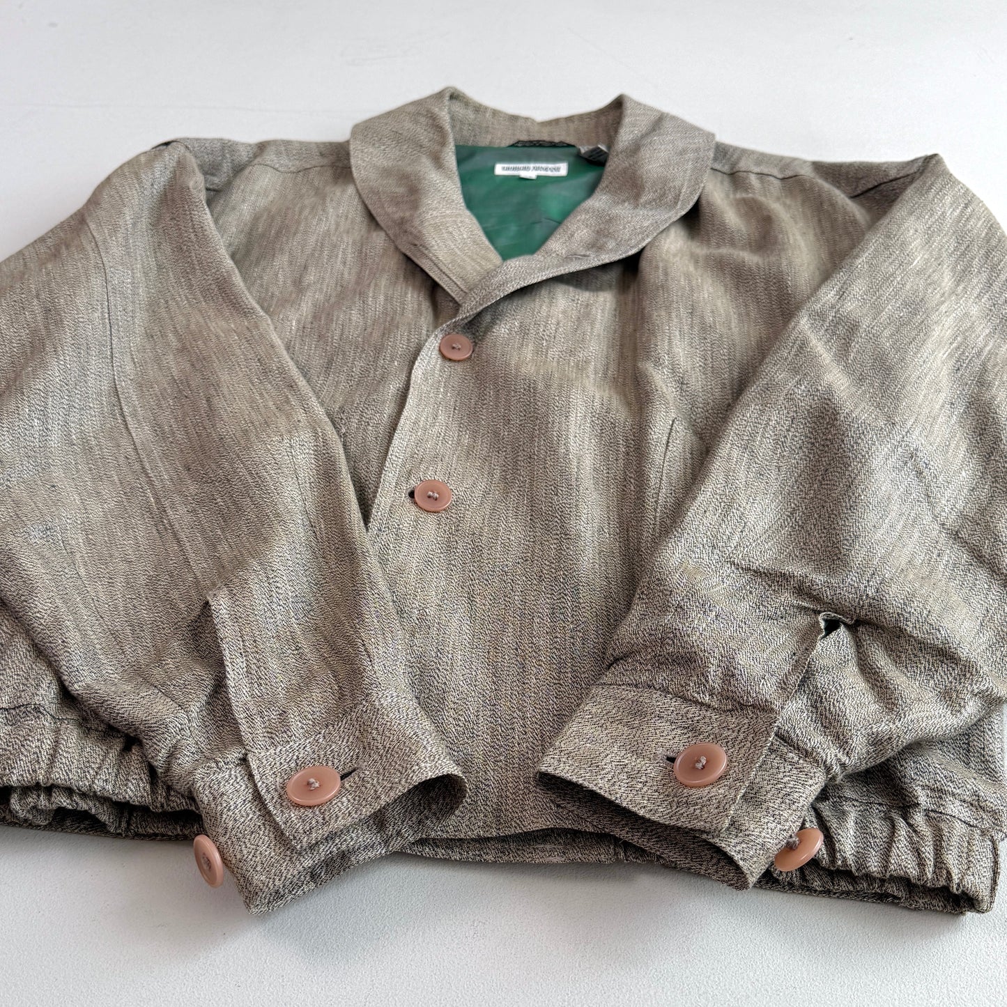 VNTG Giorgio Armani (38IT / M) Linen Blouson Heathered Teal Lined Jacket