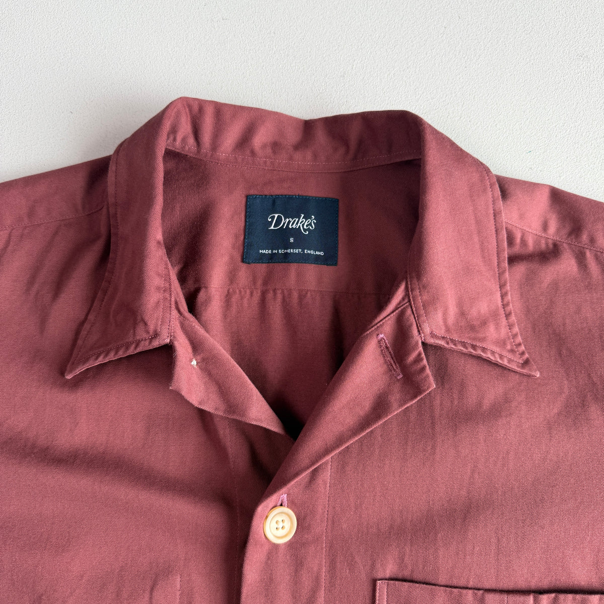 Drake's London (S) Maroon Cotton/Cashmere Chore Work Overshirt