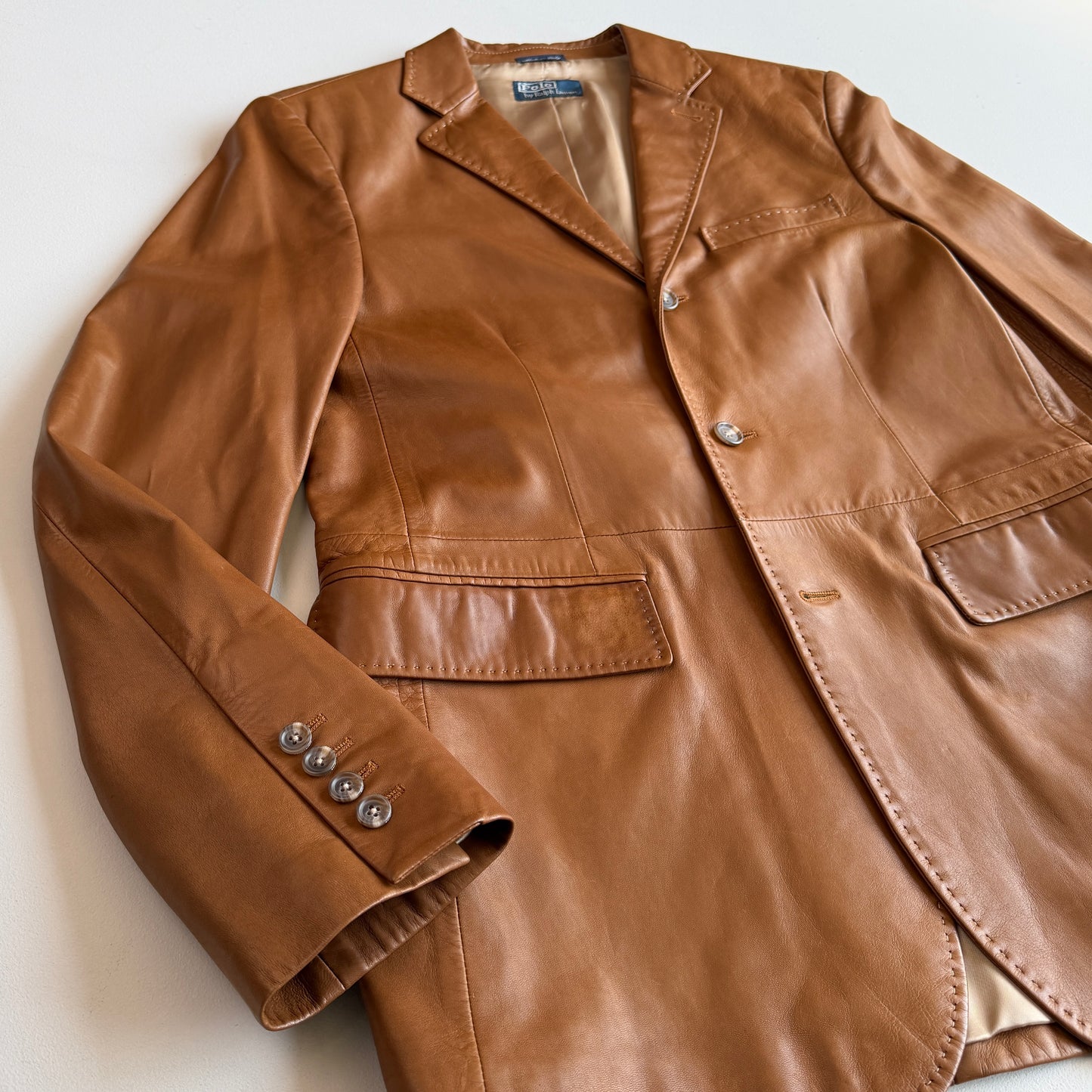 Polo Ralph Lauren (M) Glove Soft Cognac Brown Leather Sport Coat