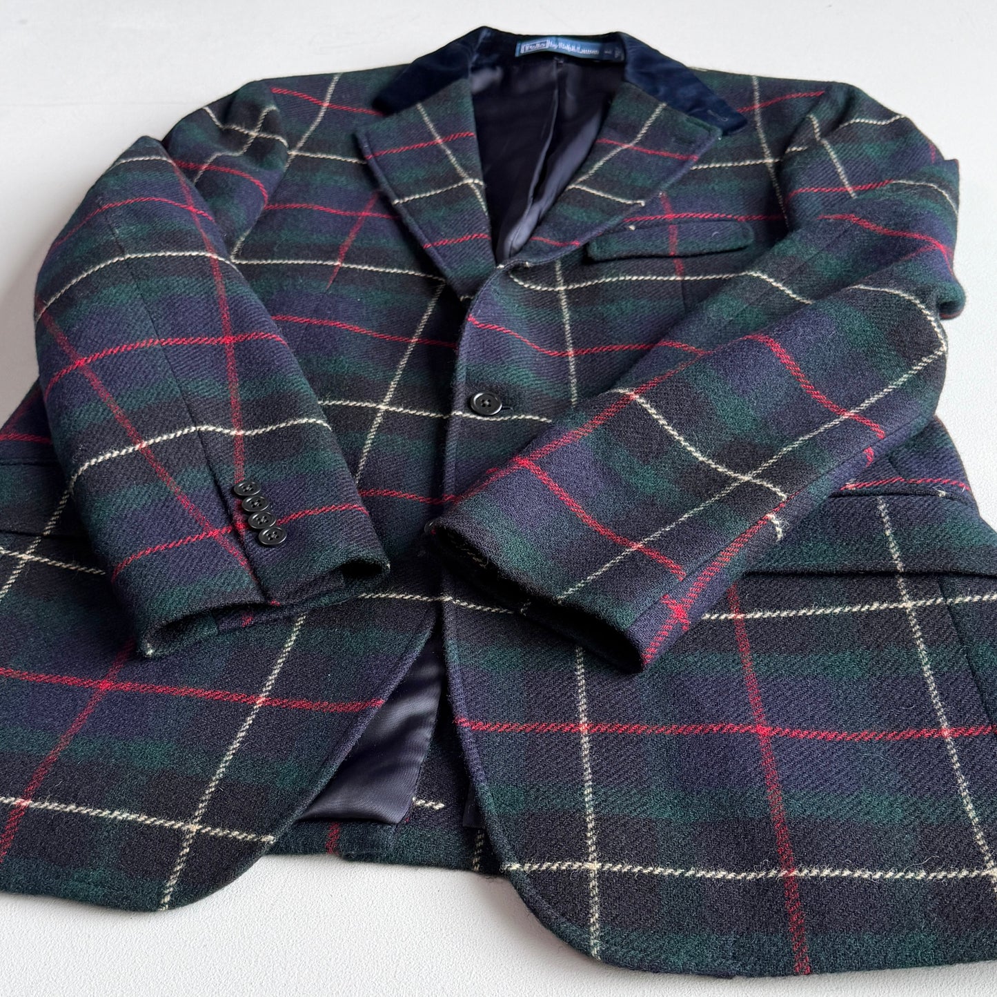 Polo Ralph Lauren (44L) Tartan Velvet Collar Moon Woven Tweed Wool Sport Coat