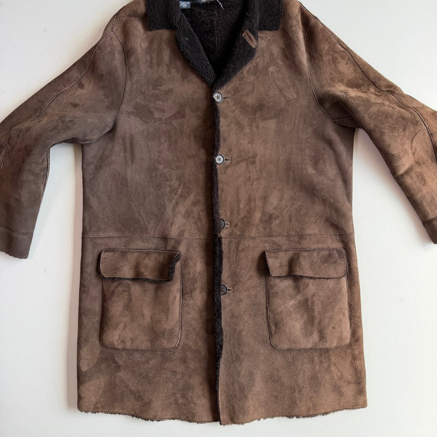 Polo Ralph Lauren (L) Shearling Sheep Leather Chocolate Brown Coat