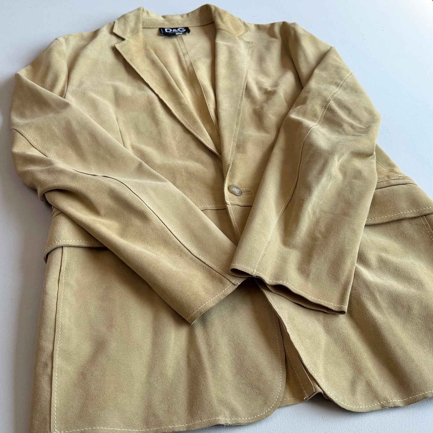 Dolce & Gabbana (48IT) Suede Leather Single Button Golden Yellow Sport Coat
