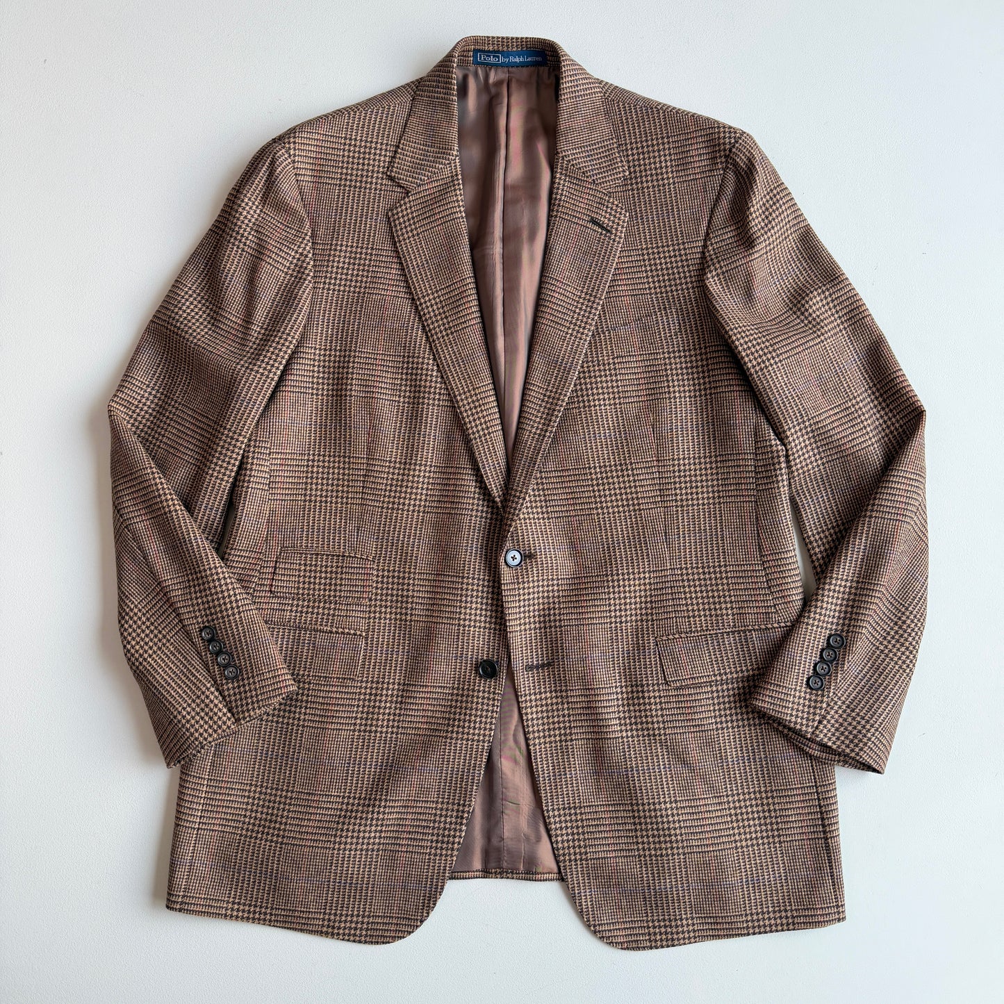 NWOT Polo Ralph Lauren (46L x 38L) Wool Glen Plaid Blue/Rust Check Suit