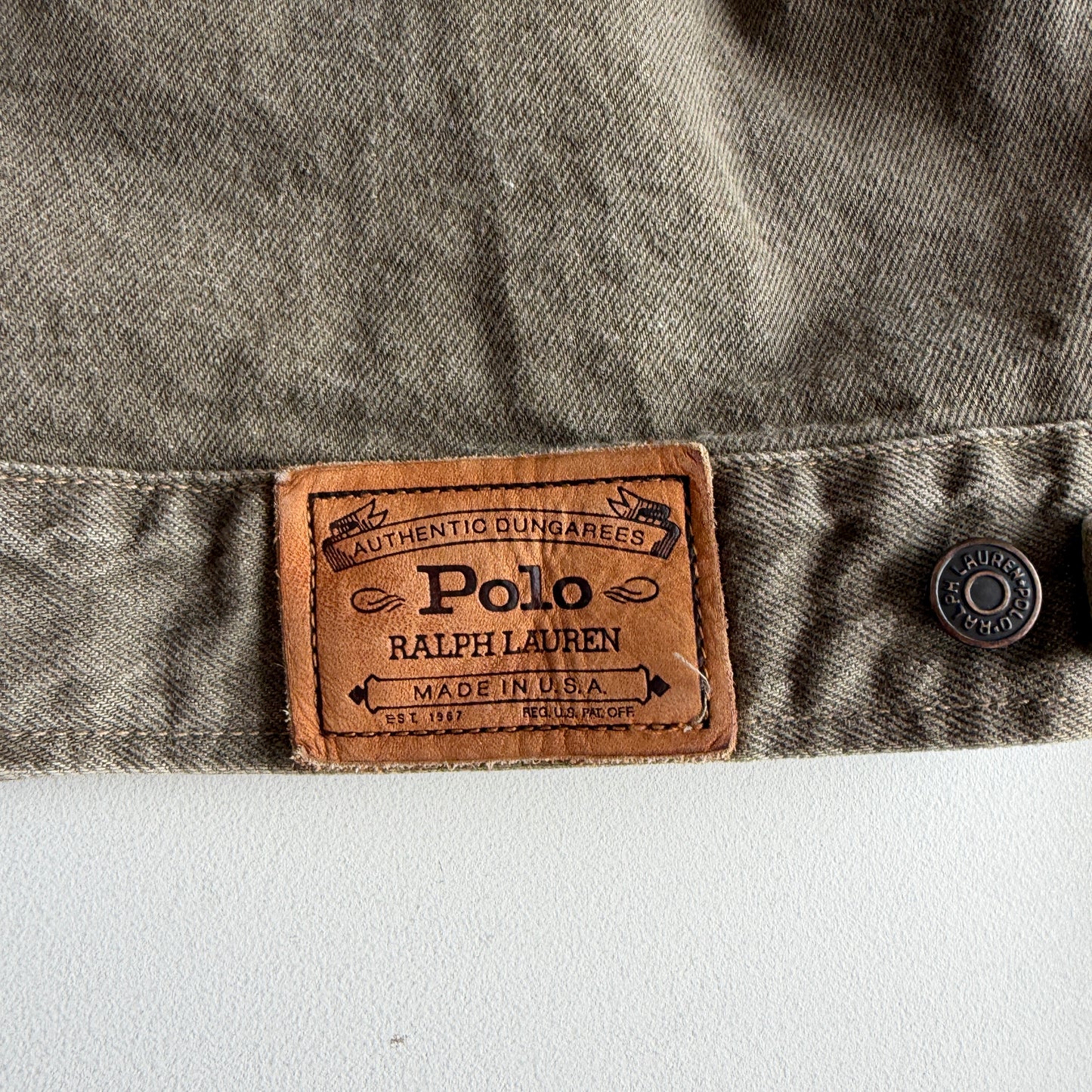 VNTG Polo Ralph Lauren (XL) Sage Green Denim Western Trucker Jacket