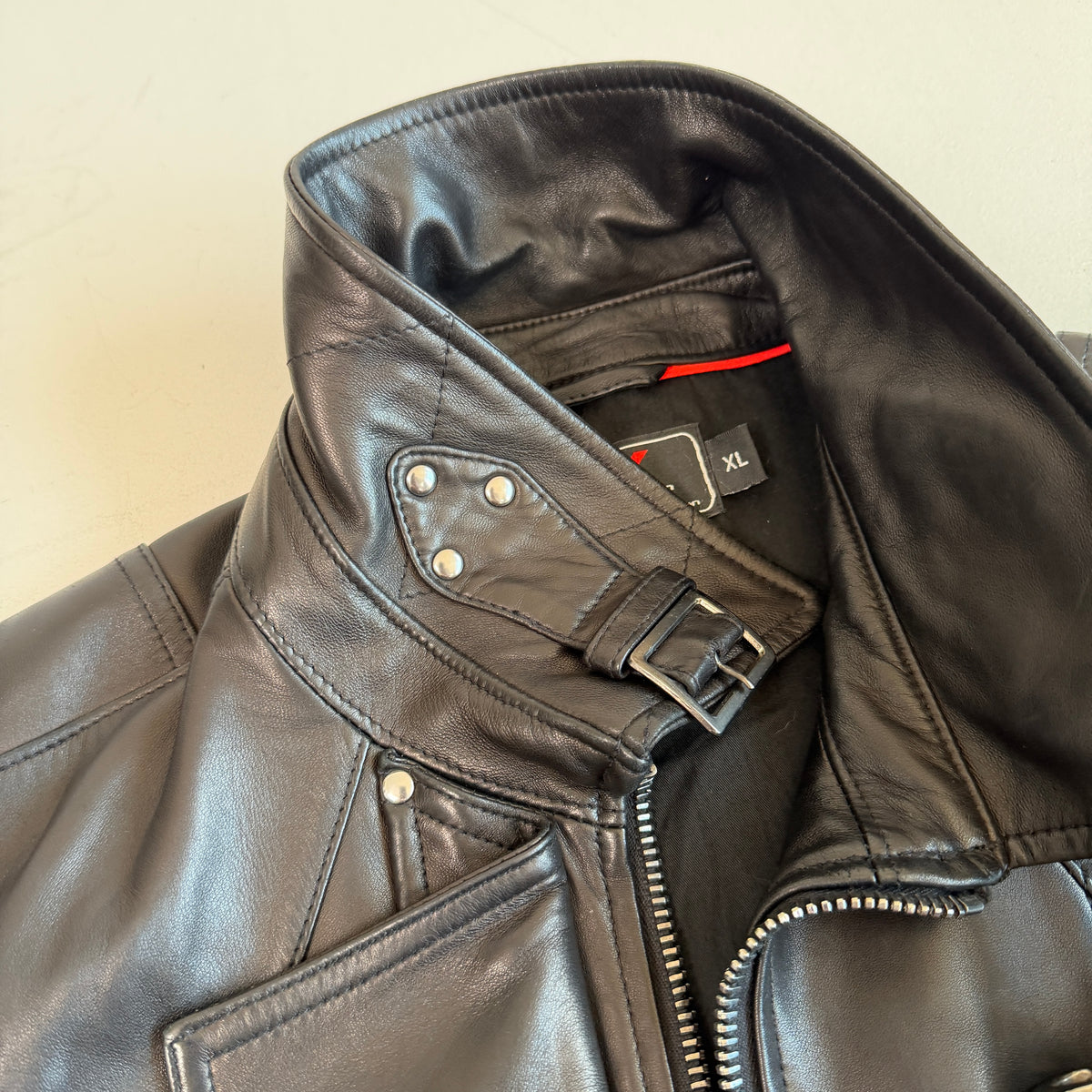 Ralph Lauren RLX (XL) Glove-Soft Leather Fireman Clasp Black Jacket