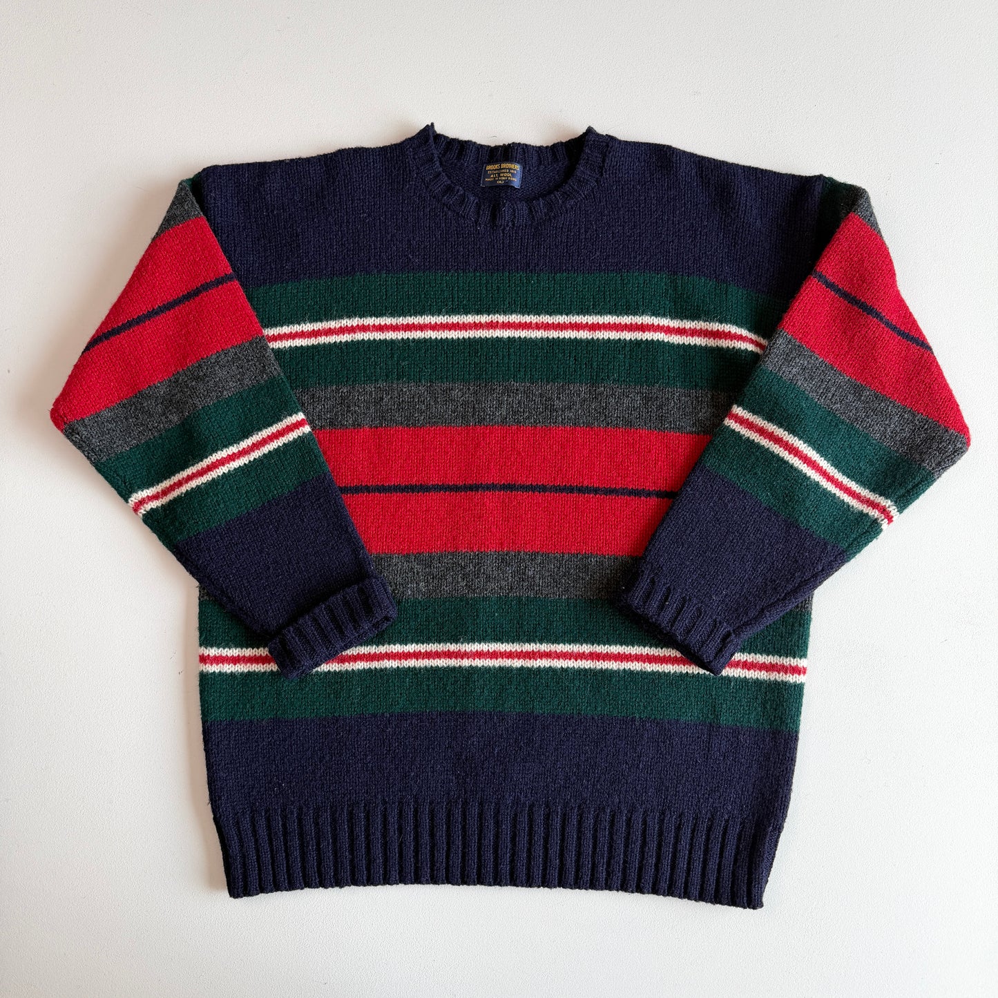VNTG Brooks Brothers (XL) Wool Rugby Stripe Knit Sweater