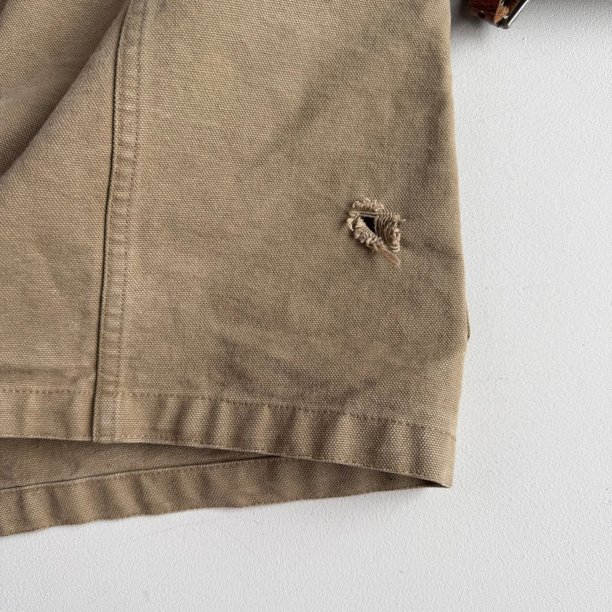 VNTG Polo Ralph Lauren (XL) Sage Fireman Clasp Leather Trim Canvas Coat