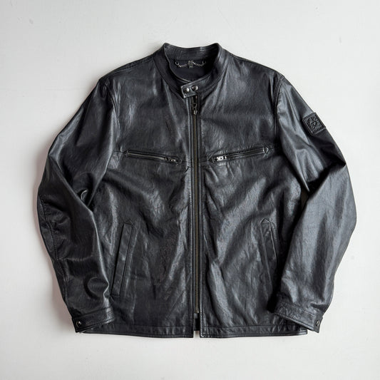 Belstaff (42 / 52IT) Nappa Lamb Leather Raceway Motorcycle Black Jacket