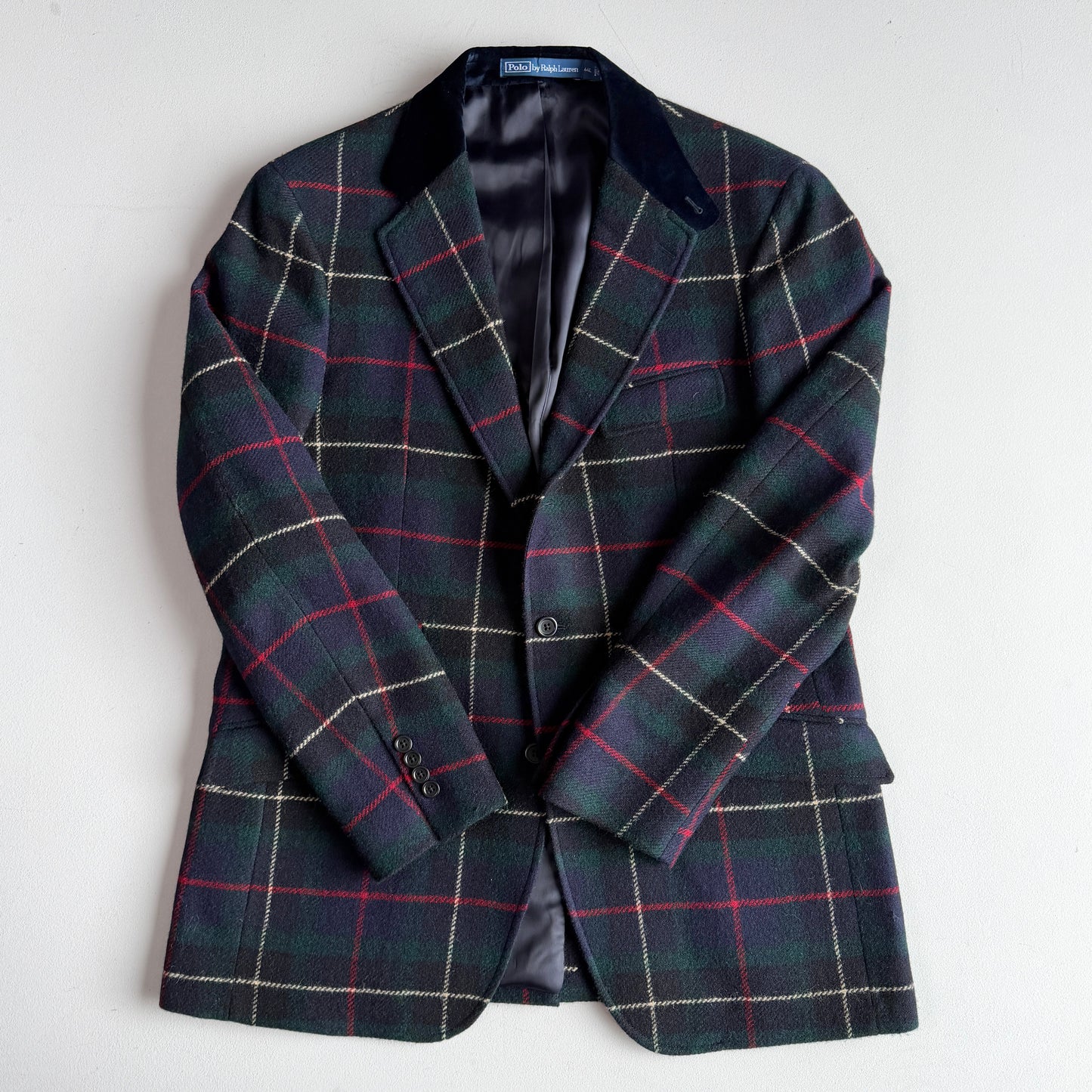 Polo Ralph Lauren (44L) Tartan Velvet Collar Moon Woven Tweed Wool Sport Coat