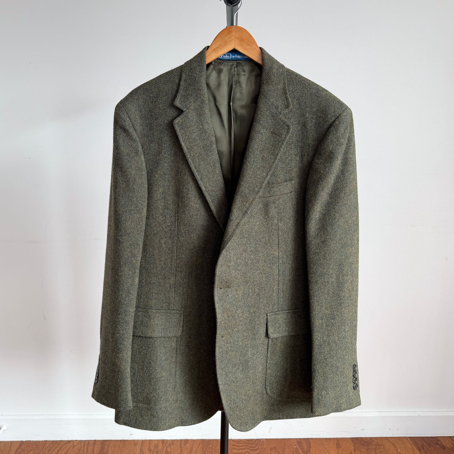 NWOT Polo Ralph Lauren (44L) Olive Green Wool/Cotton Tweed Moon Mill Fabric Sport Coat
