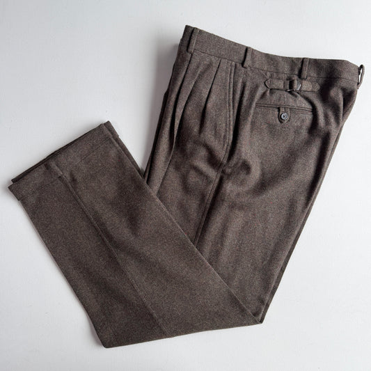 VNTG Polo Ralph Lauren (37x33) Dual Cinch-Back Melange Tweed Wool Trouser Pants