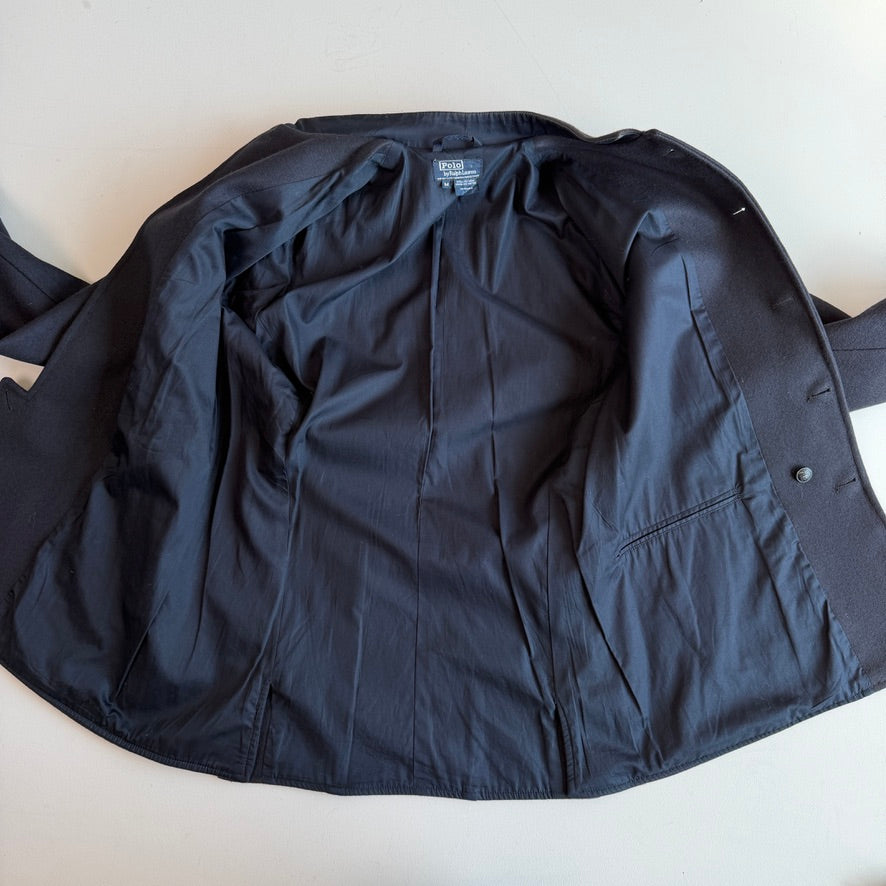 VNTG Polo Ralph Lauren (M) Naval 100% Melton Wool Epaulet Military Jacket