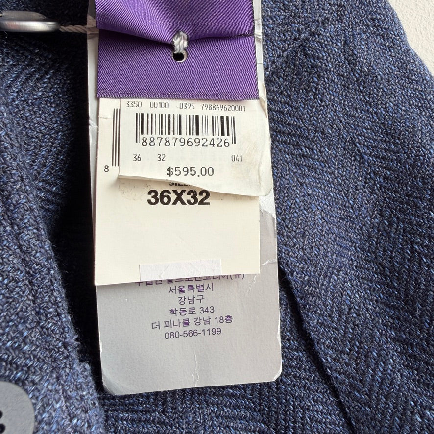 NWT Ralph Lauren Purple Label (36x32) Linen/Wool/Silk Herringbone Cargo Pants