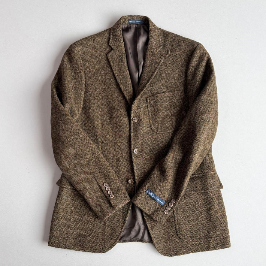 NWT Polo Ralph Lauren (44L) Half-Canvas Tweed Burgundy Check Sport Coat