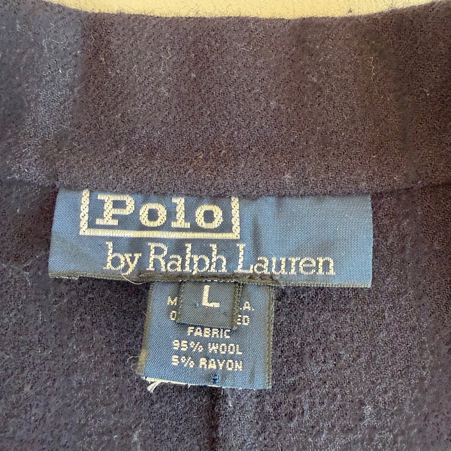 VNTG Polo Ralph Lauren (L) Wool Flannel Unstructured Navy Blue Sport Coat
