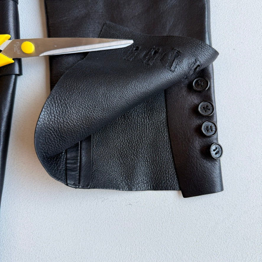 Gucci (48IT) Leather Unlined Black Surgeon Cuff Sport Coat