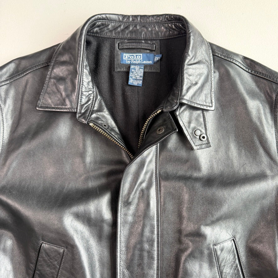 Polo Ralph Lauren (XL) Black Leather Field Coat