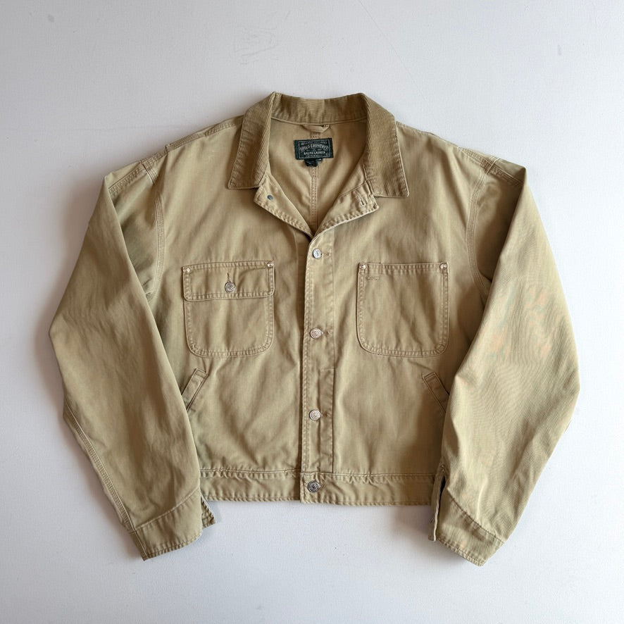 VNTG Ralph Lauren Polo Country (L) Desert Tan Cotton Twill Trucker Jacket