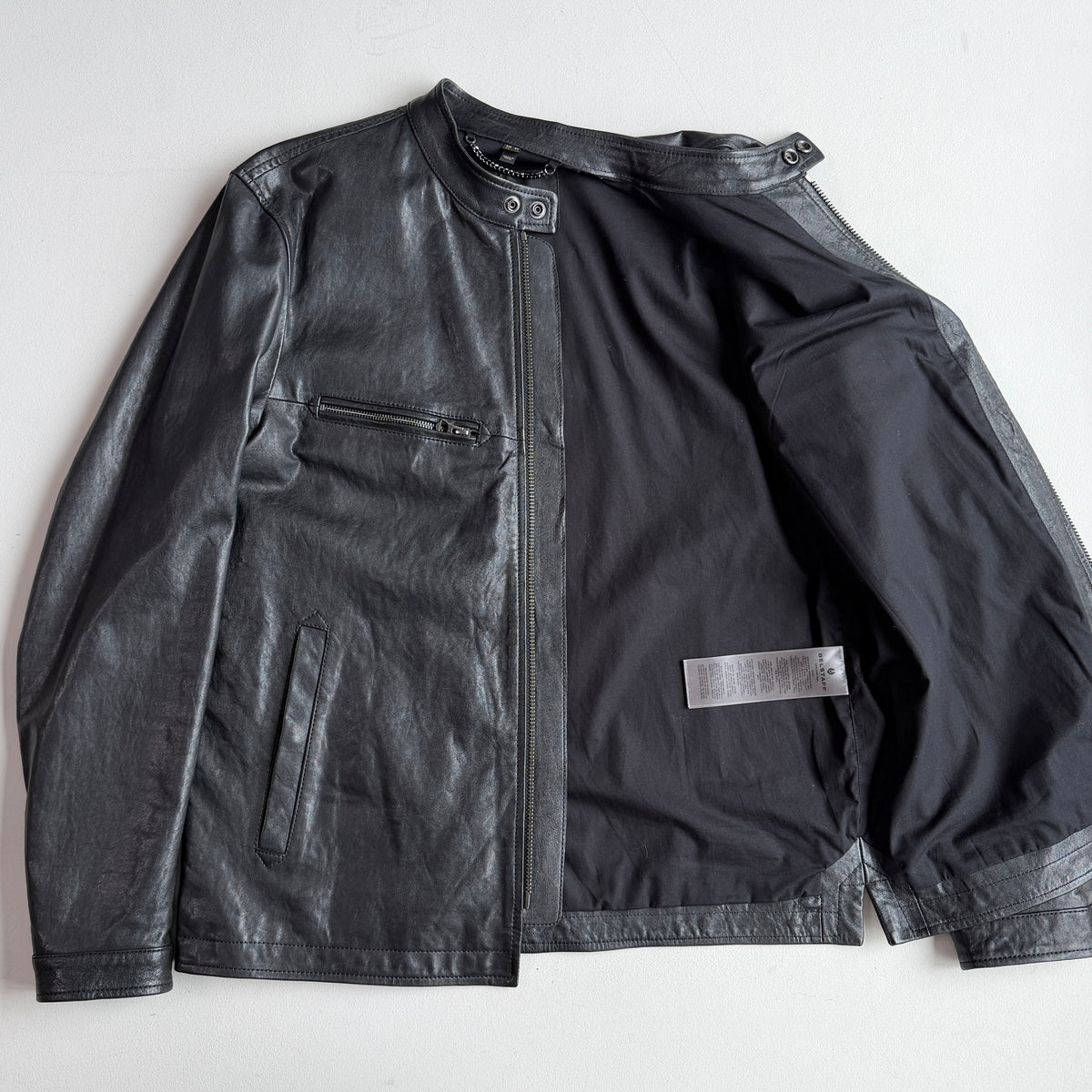 Belstaff (42 / 52IT) Nappa Lamb Leather Raceway Motorcycle Black Jacket