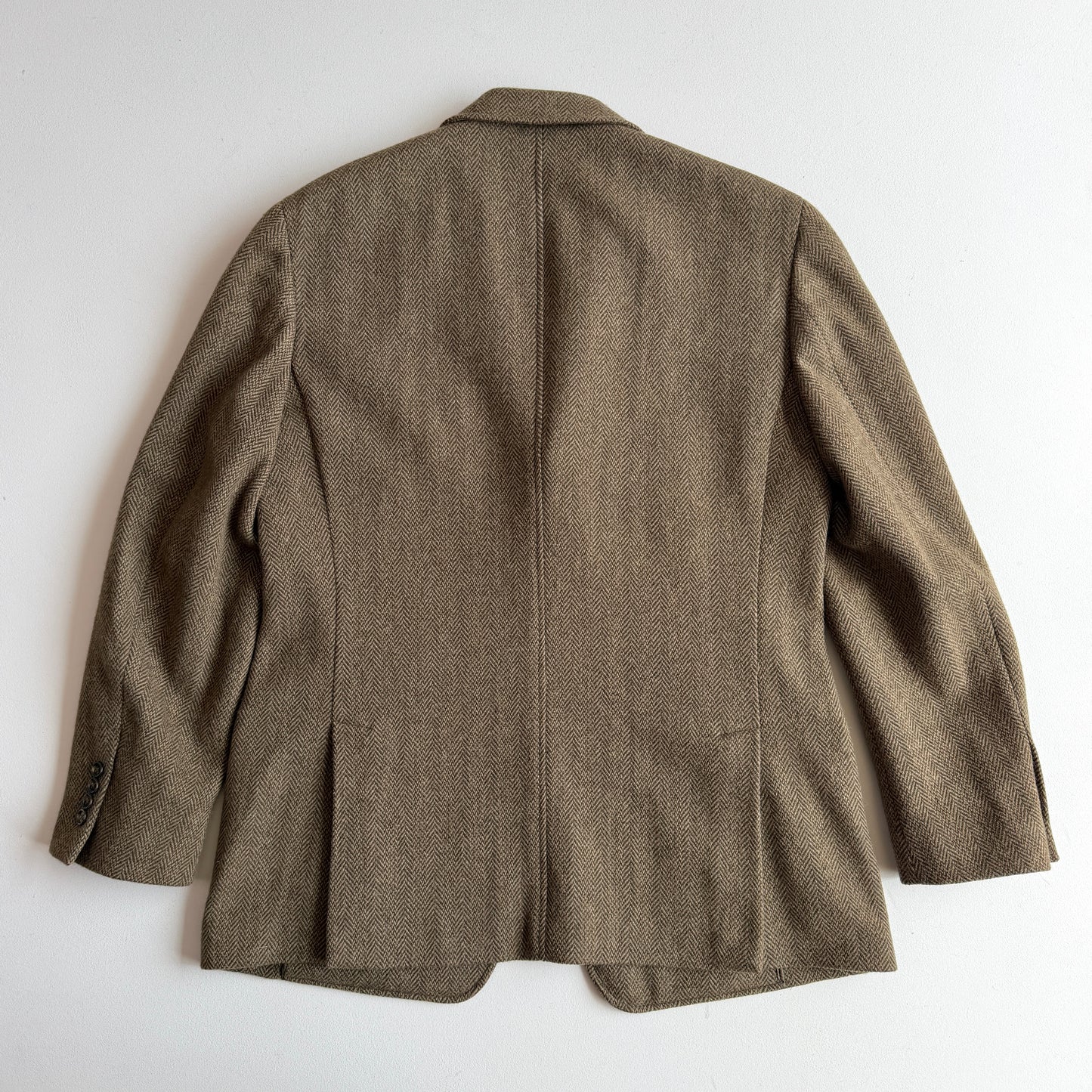 Polo Ralph Lauren (L / 43L) Olive Herringbone/Birdseye Tweed Wool Hacking Jacket