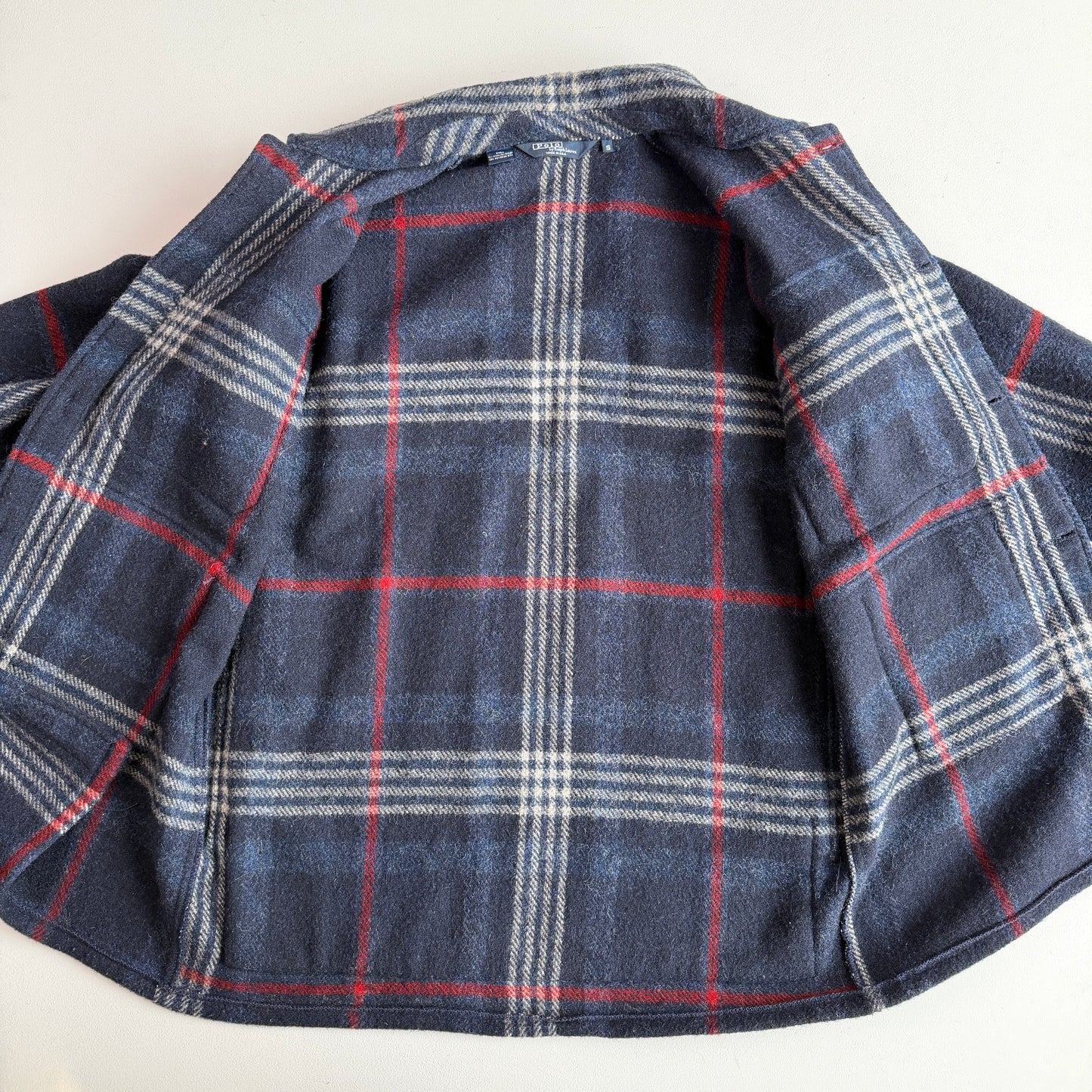 VNTG Polo Ralph Lauren (S) Wool Mackinaw Blue Plaid Coat