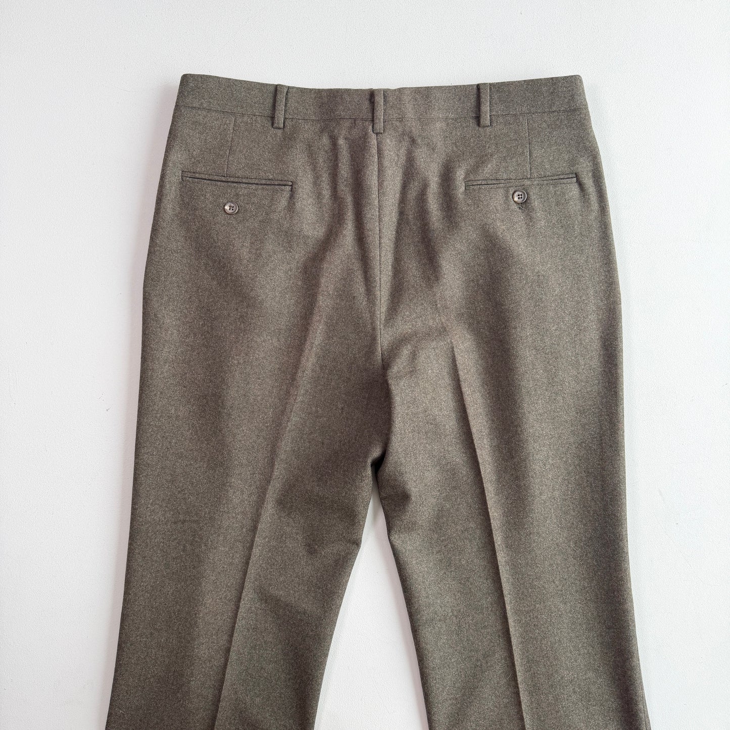 VNTG Polo Ralph Lauren (37x34) Wool Flannel Pleated Olive Trousers Pants
