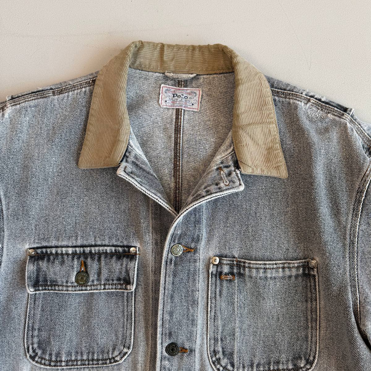 VNTG Polo Ralph Lauren (L) Sun-Bleached Gray Denim Western Trucker Jacket