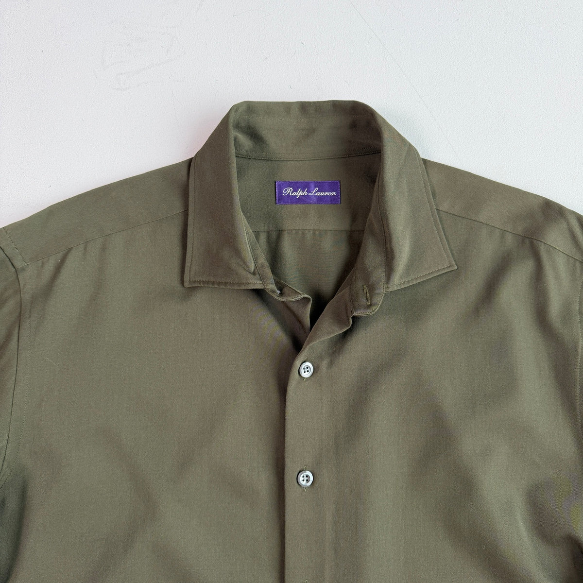 Ralph Lauren Purple Label (XL) 100% Wool Forest Green Button Shirt
