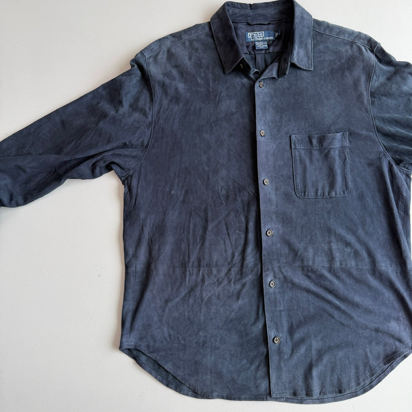 Polo Ralph Lauren (L) Slate Blue Suede Leather Button Shirt